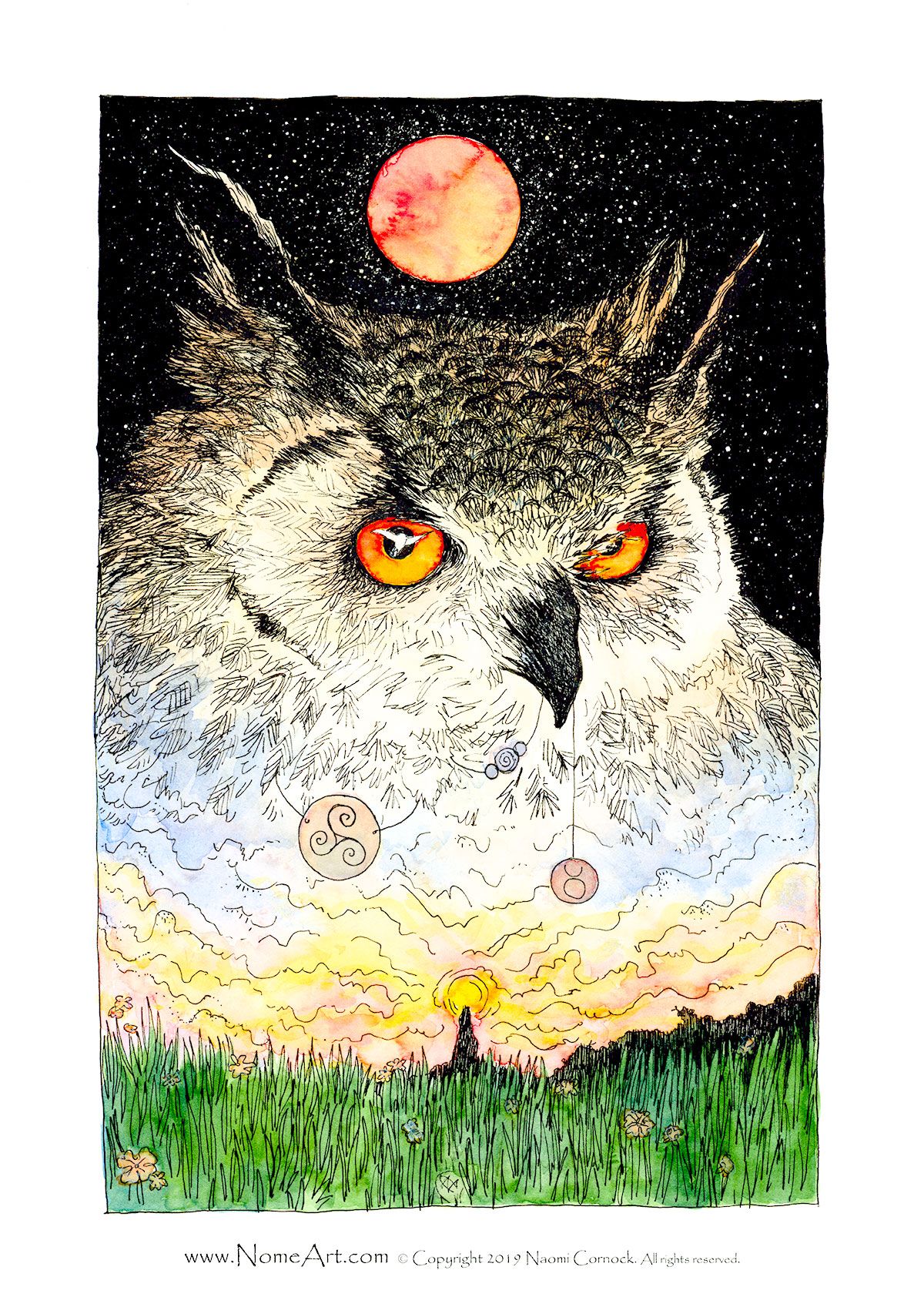 Eagle Owl Blood Moon
